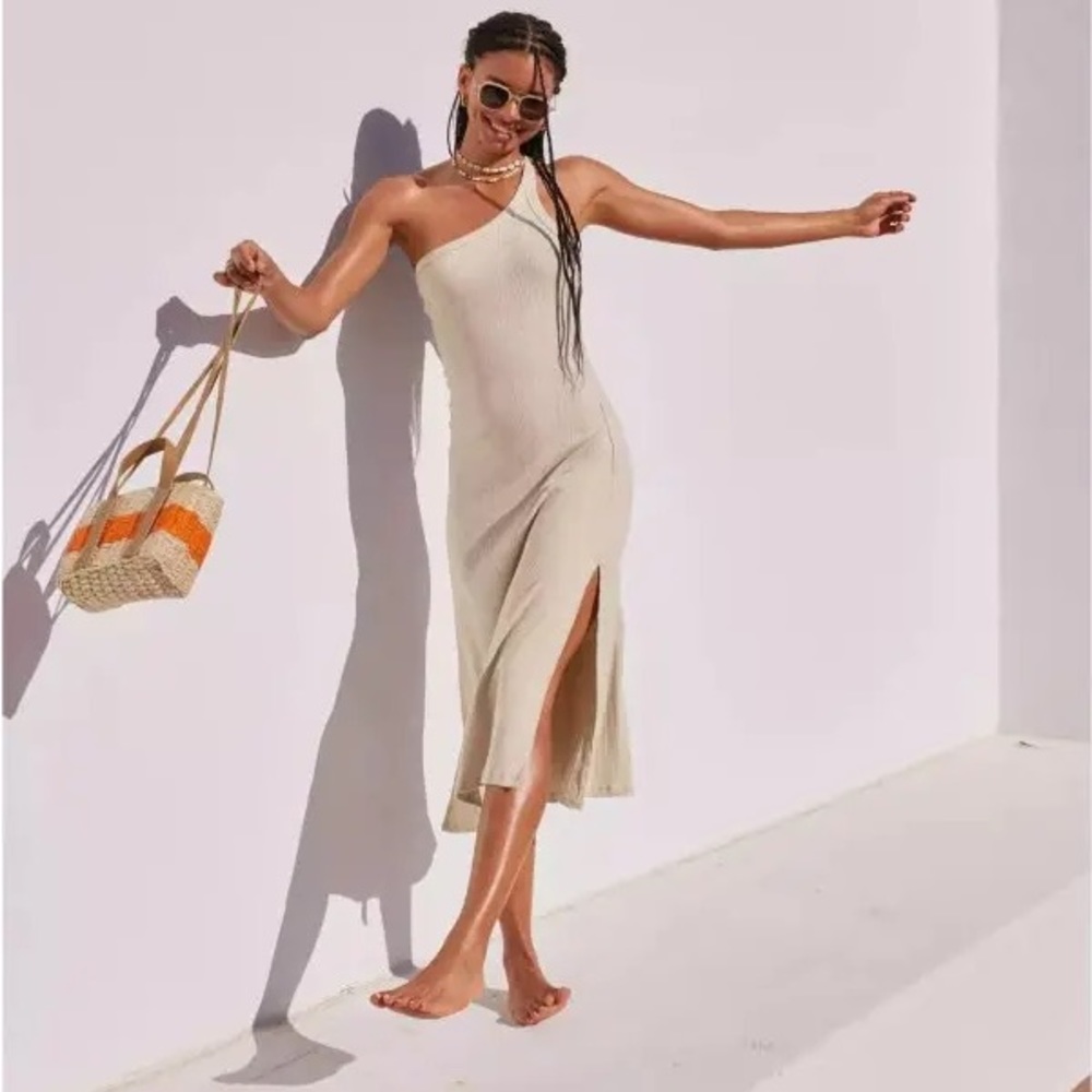 Aerie One Shoulder Ribbed Midi Dress - M - NWT